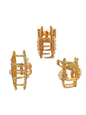 Gold plated set of 3 cz embellished hair claw clip clutchers 3