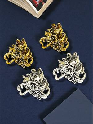 Set of 4 multi tone floral design metal hair claw clip 1