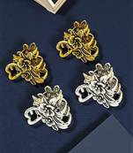 Set of 4 multi tone floral design metal hair claw clip