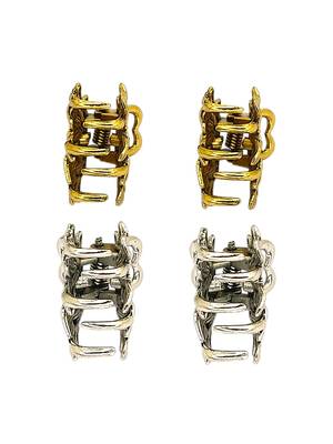 Set of 4 multi tone floral design metal hair claw clip 5