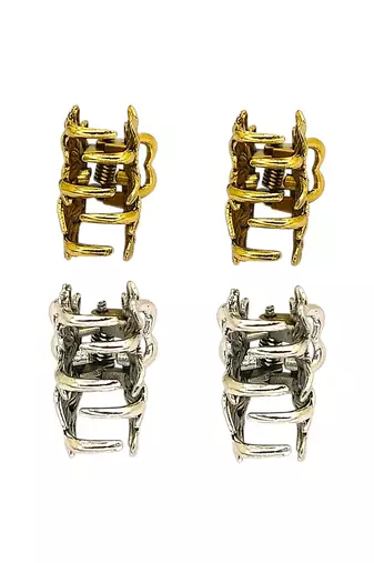 Set of 4 multi tone floral design metal hair claw clip