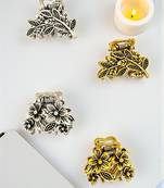 Set of 4 multi tone leaf design metal hair claw clip