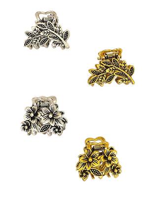 Set of 4 multi tone leaf design metal hair claw clip 3