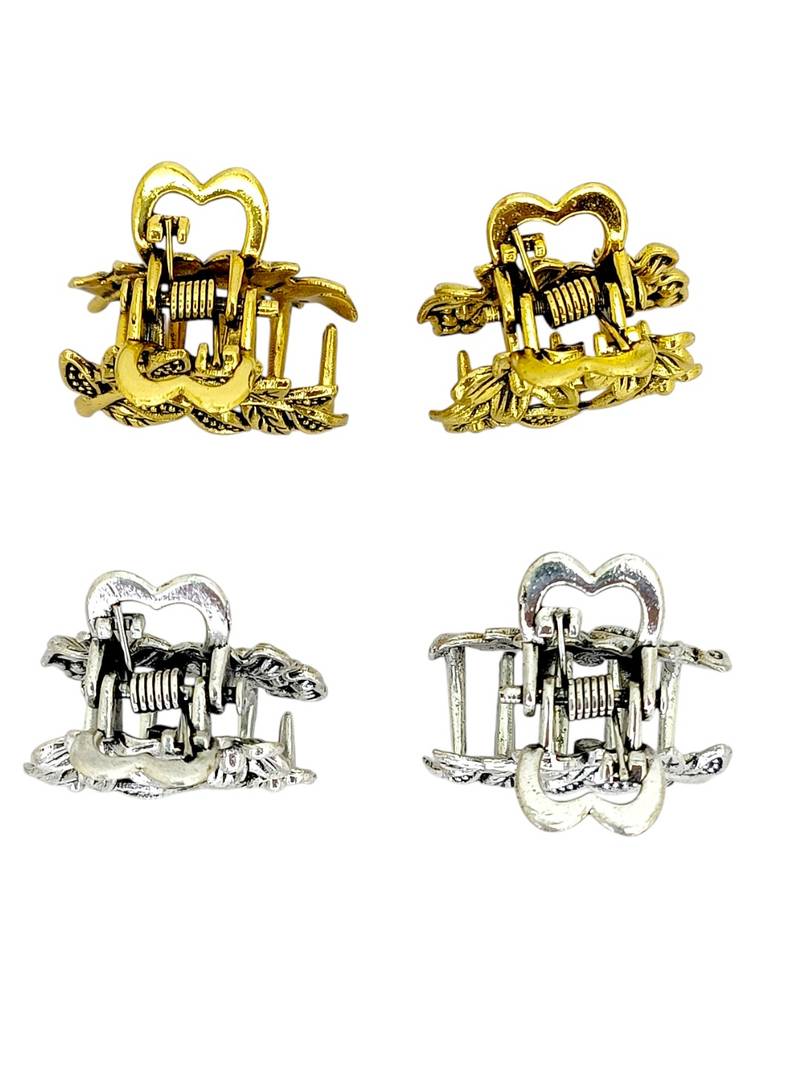 Set of 4 multi tone leaf design metal hair claw clip