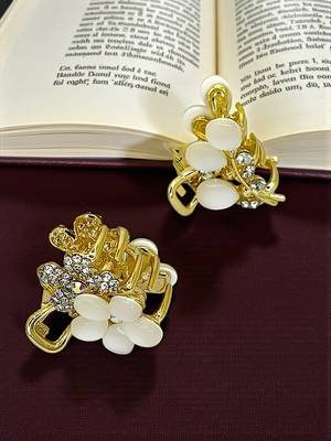 Set of 2 monalisa stone cz embellished metal hair clip 1