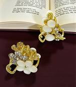 Set of 2 monalisa stone cz embellished metal hair clip