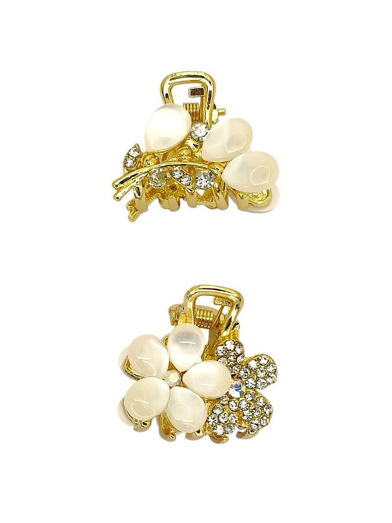 Set of 2 monalisa stone cz embellished metal hair clip