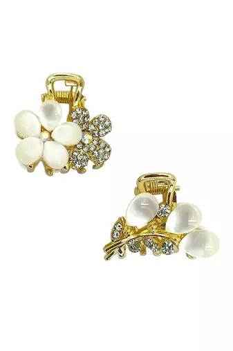Set of 2 monalisa stone cz embellished metal hair clip