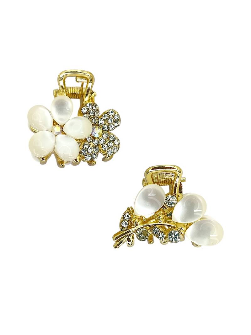 Set of 2 monalisa stone cz embellished metal hair clip