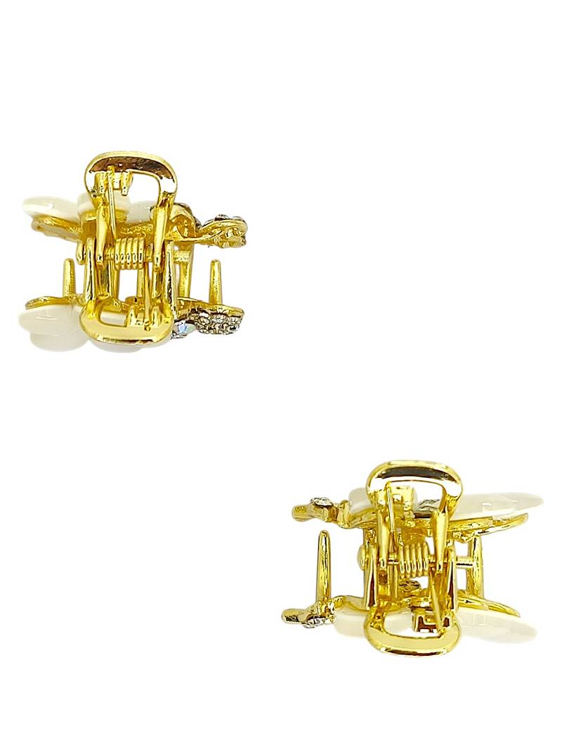 Set of 2 monalisa stone cz embellished metal hair clip