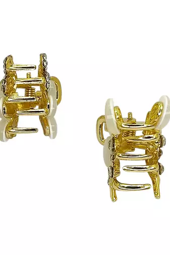 Set of 2 monalisa stone cz embellished metal hair clip