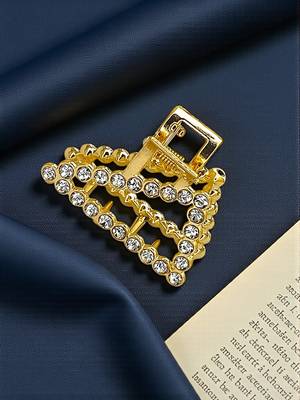 Gold plated cz meal hair claw clutcher 1