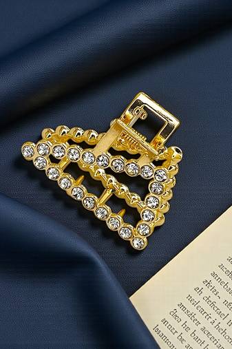 Gold plated cz meal hair claw clutcher