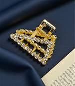 Gold plated cz meal hair claw clutcher