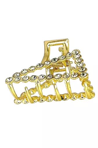 Gold plated cz meal hair claw clutcher