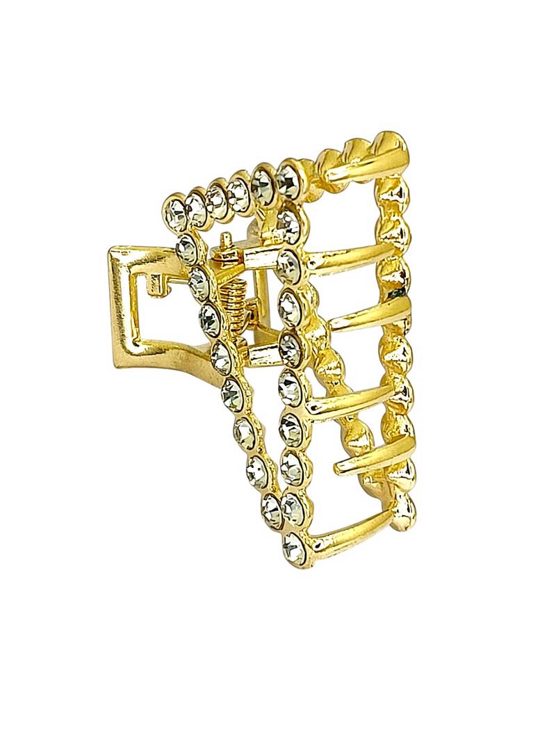 Gold plated cz meal hair claw clutcher