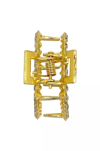 Gold plated cz meal hair claw clutcher