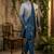 Blue thread and sequins embroidered indowestern in ombre