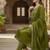 green elegant embroidered cotton suit with printed dupatta 