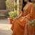 orange elegant embroidered cotton suit with printed dupatta 