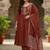 maroon elegant embroidered cotton suit with printed dupatta 