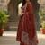 maroon elegant embroidered cotton suit with printed dupatta 