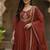 maroon elegant embroidered cotton suit with printed dupatta 