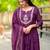 magenta elegant embroidered cotton suit with printed dupatta 