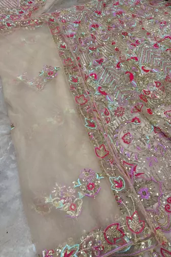 Light Pink Color Embroidery Sequins Work Butterfly Net Lehenga Choli Dupatta Set