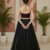 Black partywear Lehenga set with Halter Blouse and dupatta
