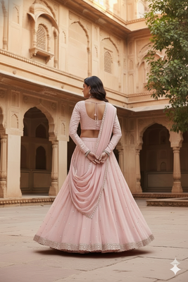 Blush Pink wedding wear lehenga set with choli and dupatta 2