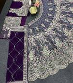 Dark Purple Color Coding Sequins Work Butterfly Net Lehenga Choli Dupatta Set