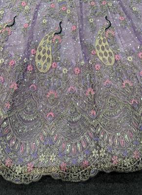 Lavender Color Coding Sequins Work Butterfly Net Lehenga Choli Dupatta Set 5