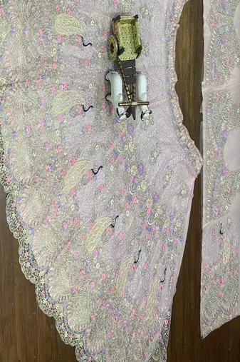 Light Pink Color Coding Sequins Work Butterfly Net Lehenga Choli Dupatta Set
