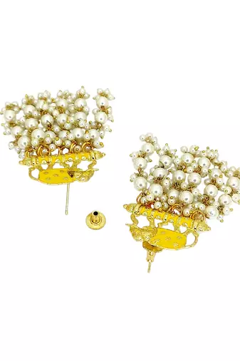 Gold plated meenakari yellow elephant tassel earrings