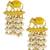Gold plated meenakari yellow elephant tassel earrings