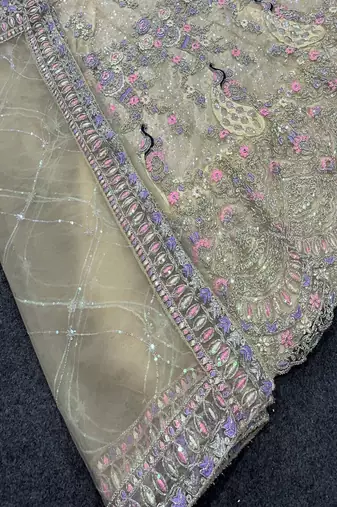 Light Yellow Color Coding Sequins Work Butterfly Net Lehenga Choli Dupatta Set