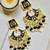 Gold plated kundan black meenakari chandbali earrings