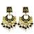 Gold plated kundan black meenakari chandbali earrings