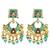 Gold plated kundan turquoise meenakari chandbali earrings