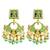 Gold plated kundan mint green meenakari chandbali earrings