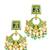 Gold plated kundan mint green meenakari chandbali earrings