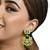 Gold plated kundan mint green meenakari chandbali earrings