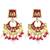 Gold plated kundan magenta meenakari chandbali earrings