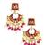 Gold plated kundan magenta meenakari chandbali earrings