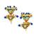 Gold plated kundan meenakari blue jhumka earrings