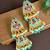 Gold plated kundan  meenakari turquoise jhumka earrings