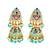 Gold plated kundan  meenakari turquoise jhumka earrings