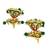 Gold plated kundan meenakari green jhumka earrings