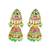 Gold plated kundan meenakari lime green jhumka earrings